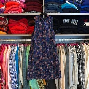 Tommy Hilfiger blue crushed velvet with pink flowers dress size 6